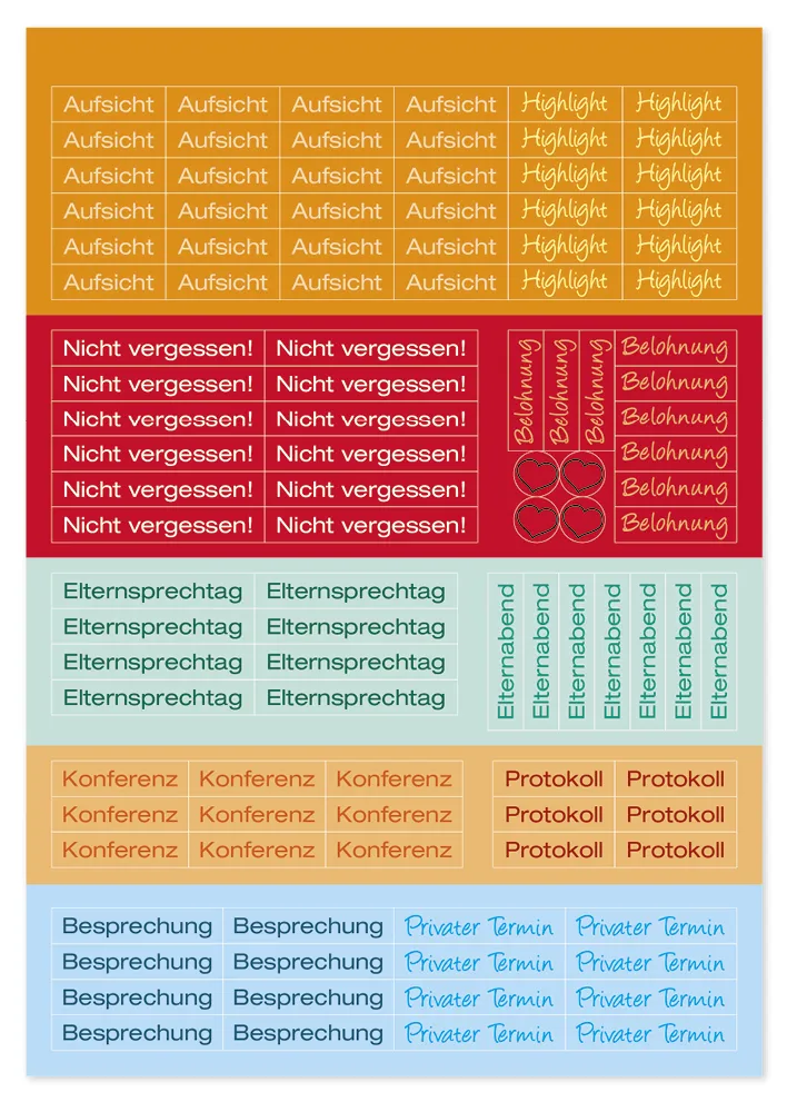 Block Organisations-Sticker XXL „Schulalltag“, 1.442 Stück