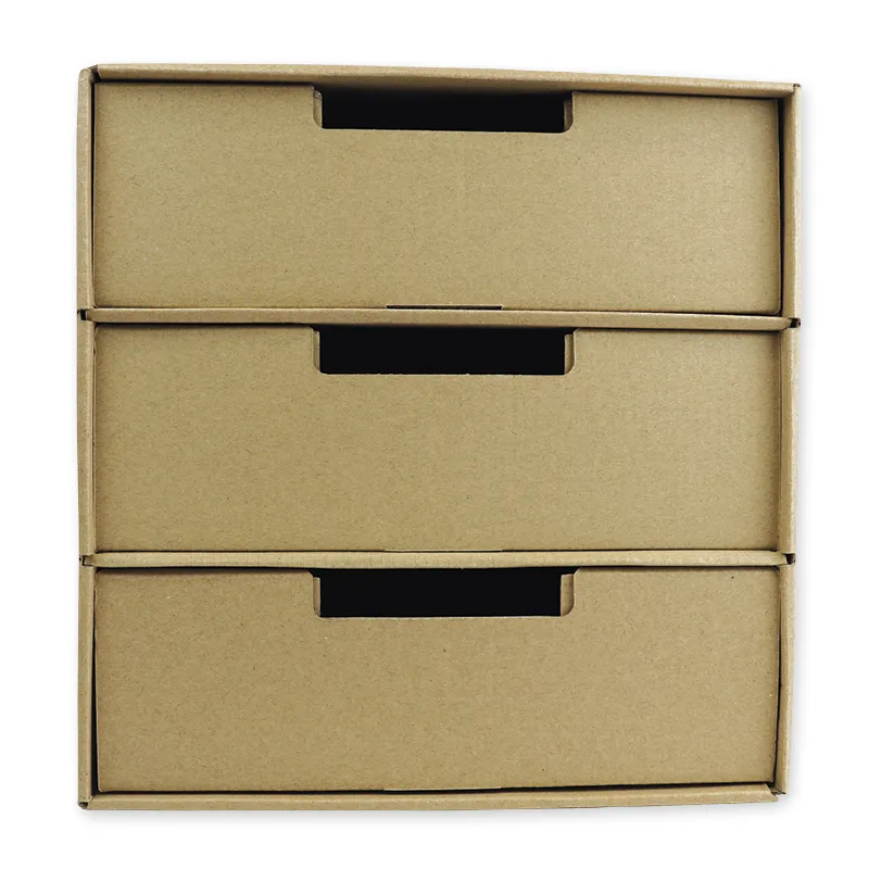 Natura-Schubladen-Box A4 mit 3 Schüben, aus Pappe