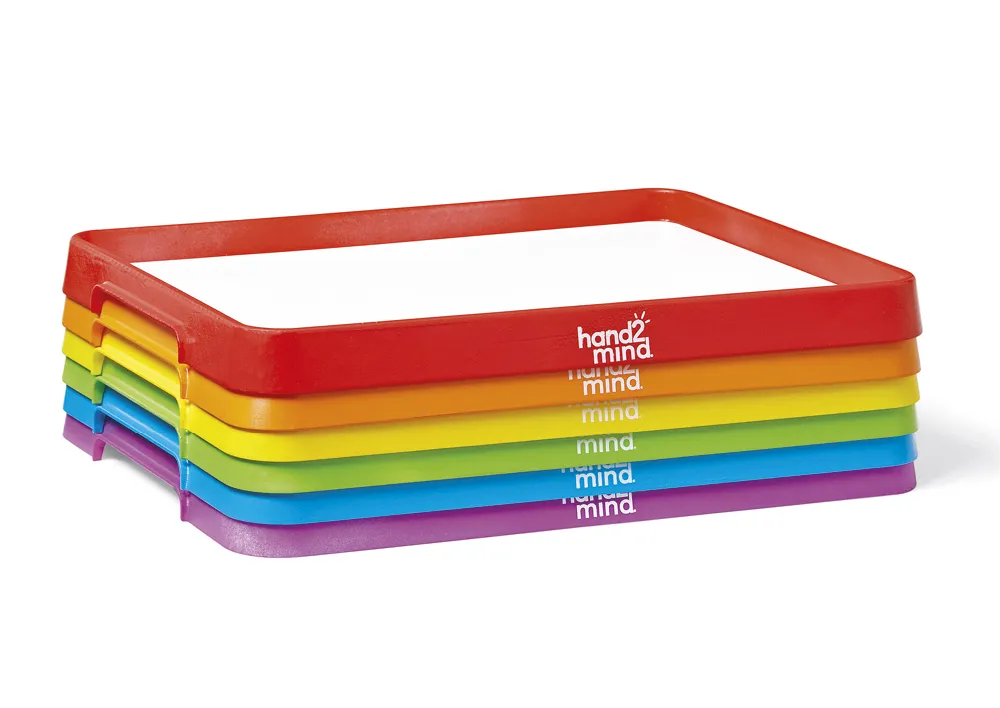 Multifunktions-Tablett mit Whiteboard und erhöhtem Rand, magnetisch, 6 Stück