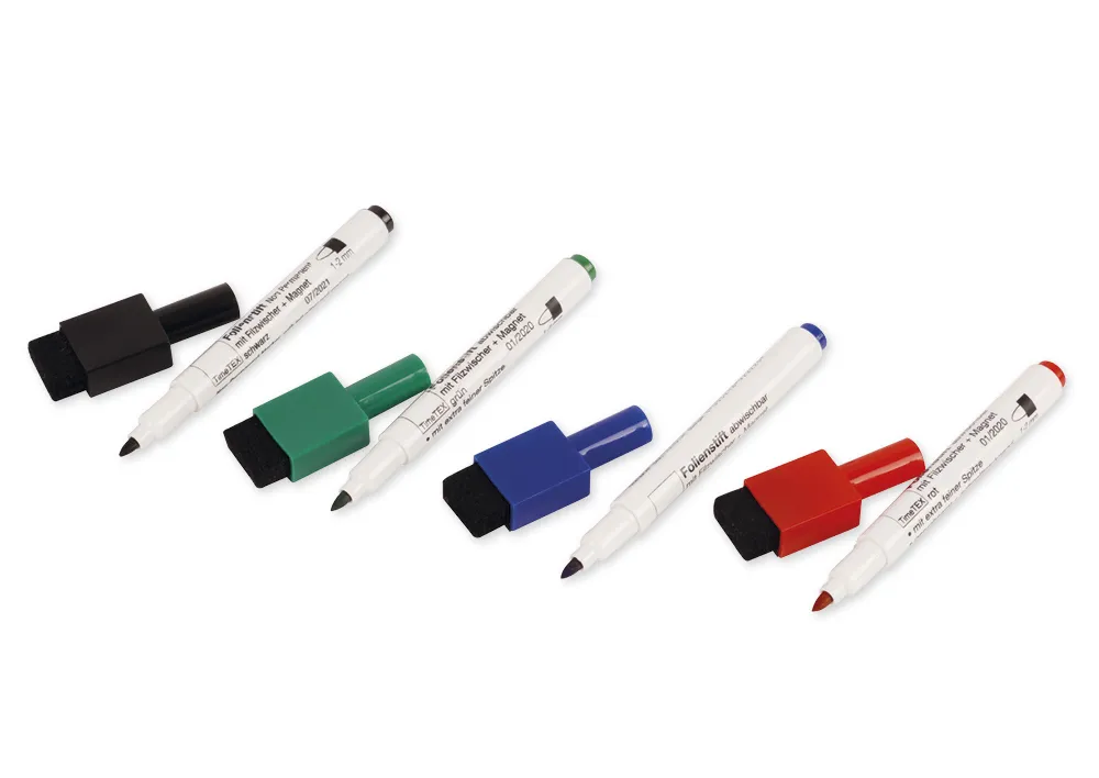 Set Folien-Schreiber abwischbar mit Filzwischer + Magnet