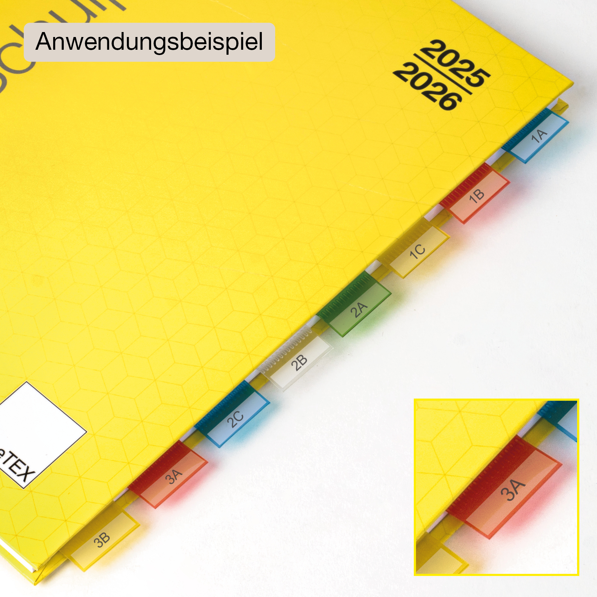 Register-Ecken beschriftbar, 12-tlg., aus Kunststoff-Folie