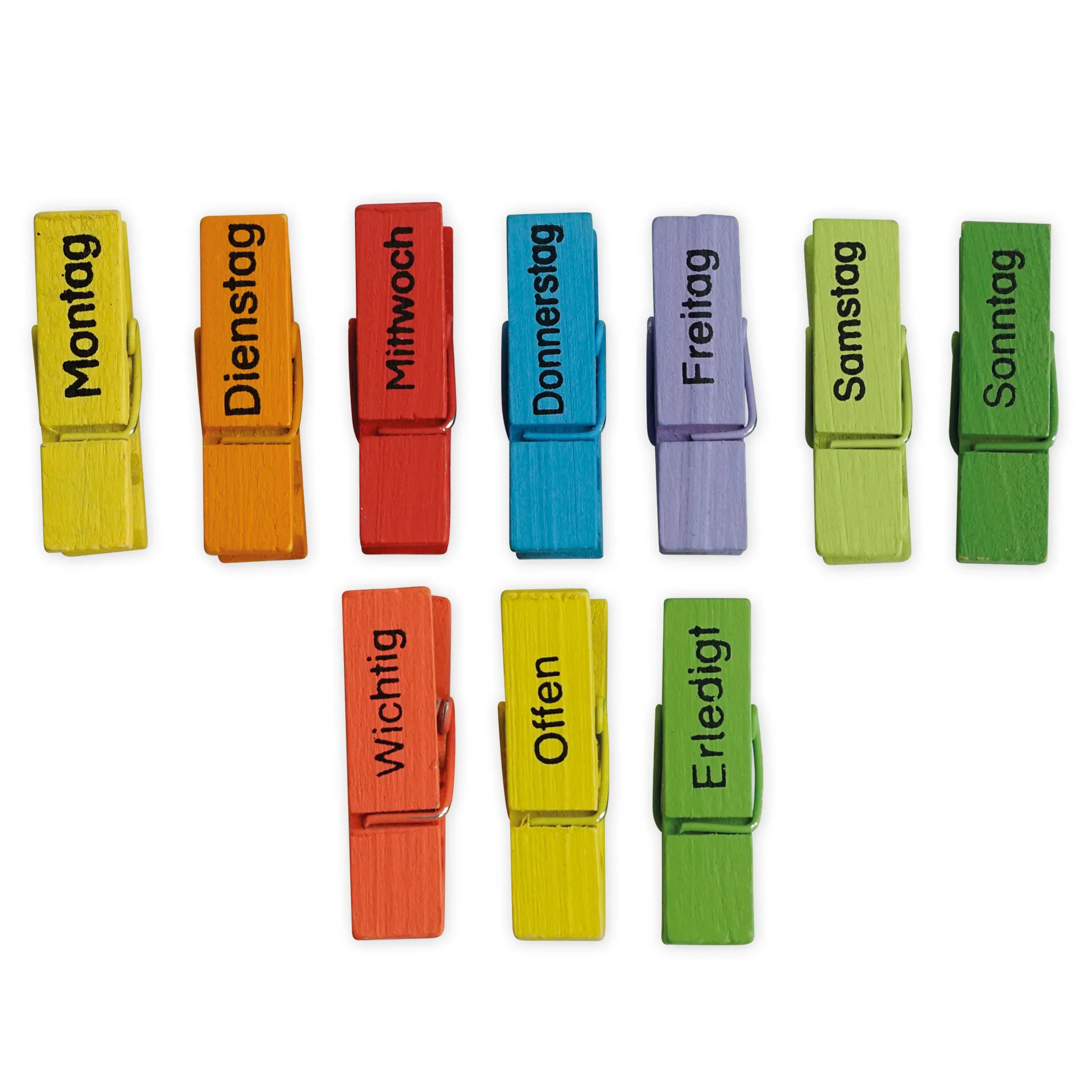 Klammern "Wochentage" magnetisch, 10-tlg.
