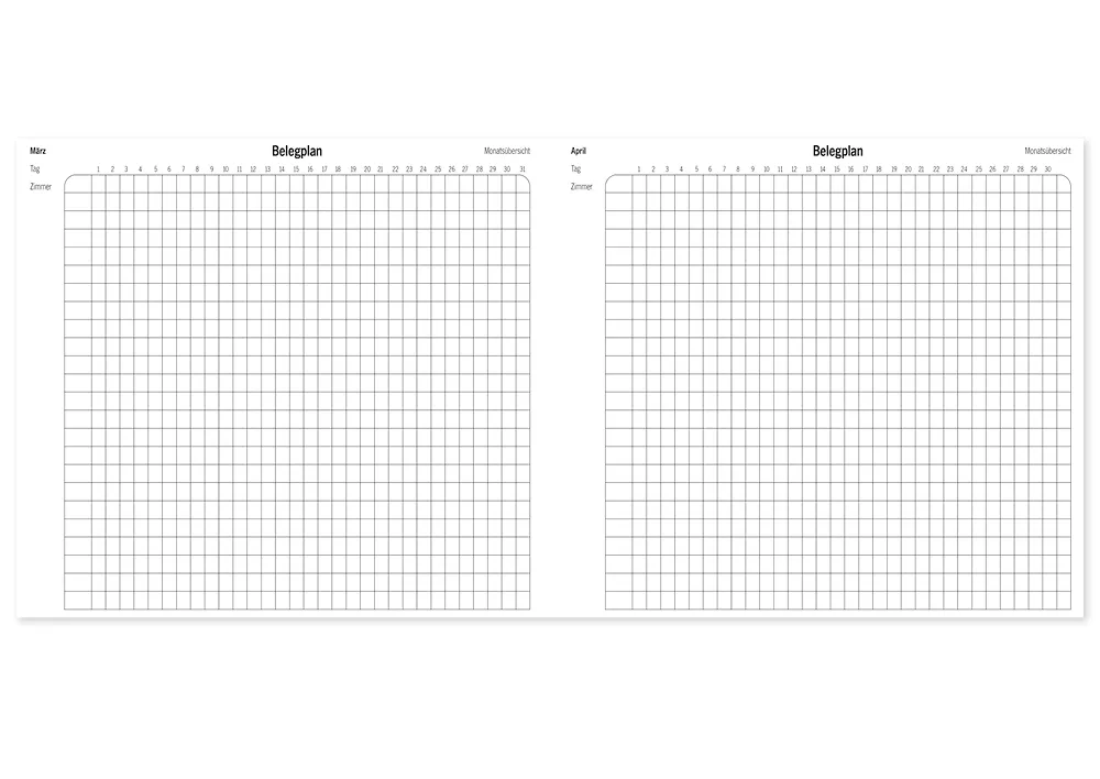 s+w Gäste-Tages-Planer 2026, Typ1, 24 Zimmer