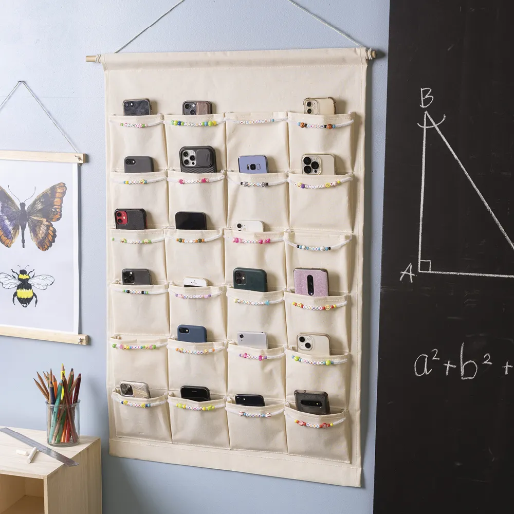 Material-Taschen-Vorhang aus Canvas, 24 Taschen, 93x60 cm