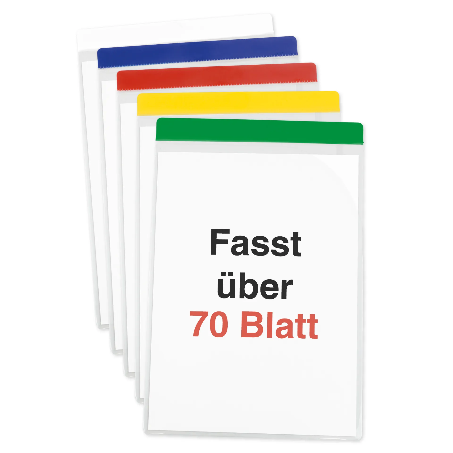 Set Einstecktaschen A4-Plus mit Farbstreifen, selbsthaftend, 5-tlg.