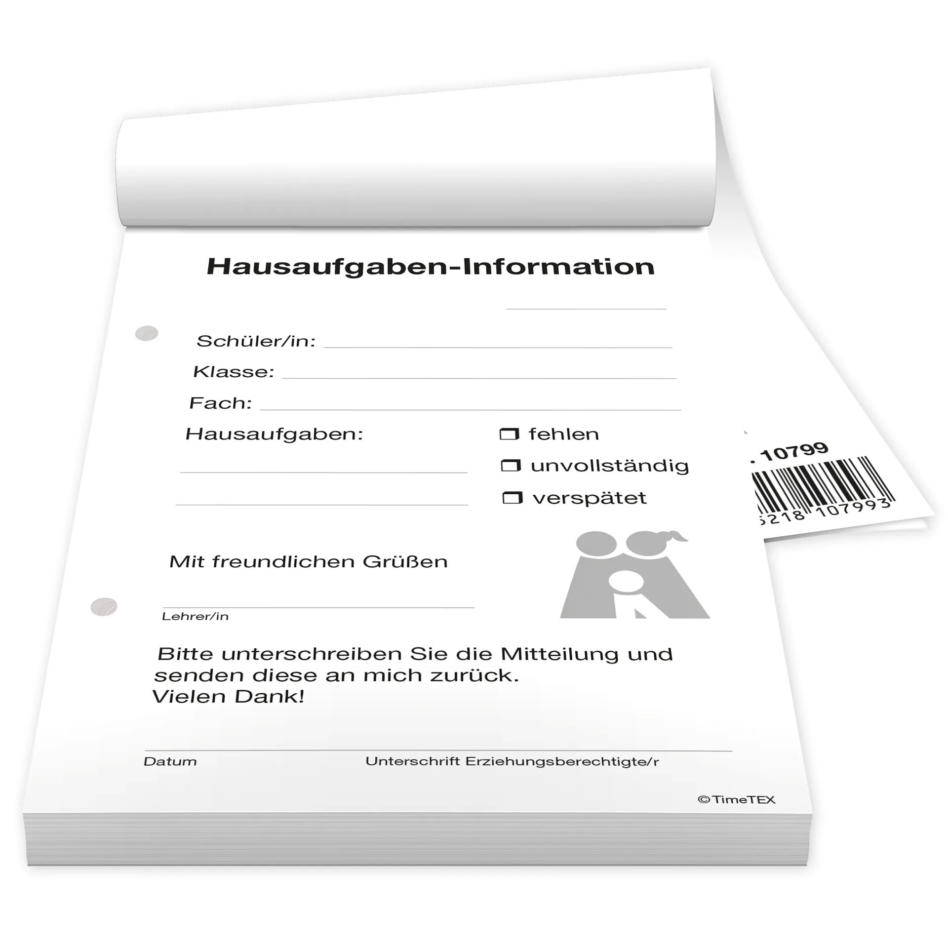 Block Hausaufgaben-Information A6, 50 Blatt mit Durchschlag