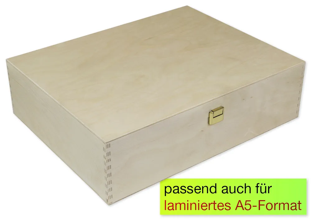 Klappdeckel-Box aus Holz A5-Plus, natur