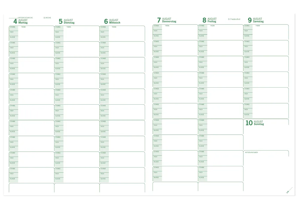 s+w Unterrichts-Planer A4++ 25/26 - 10 Stunden