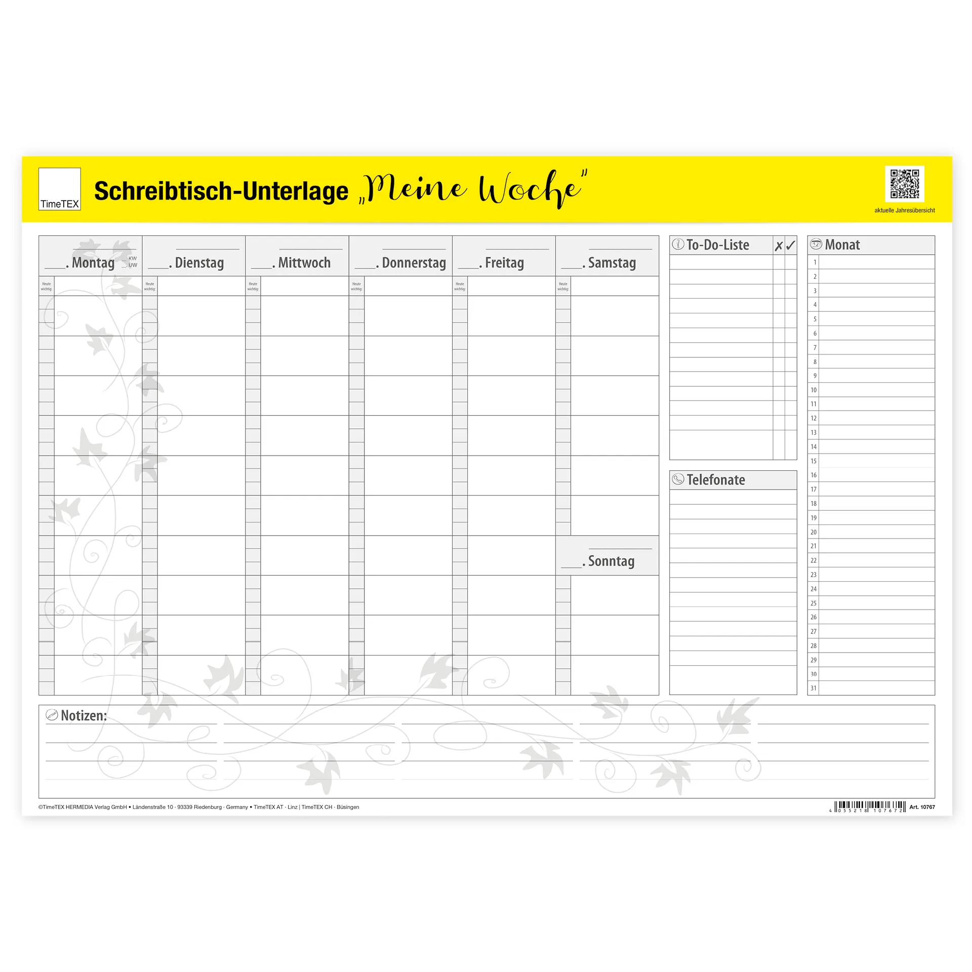 TimeTEX Schreibtisch-Unterlage "Meine Woche"