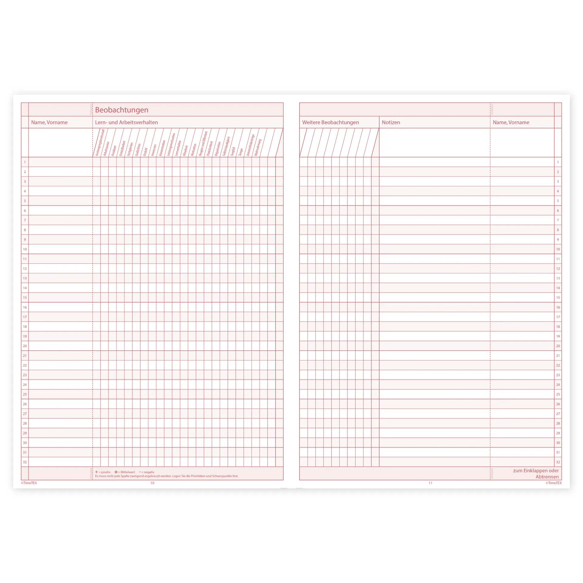 TimeTEX Heft Klassen-Beobachtung A4, 64 Seiten