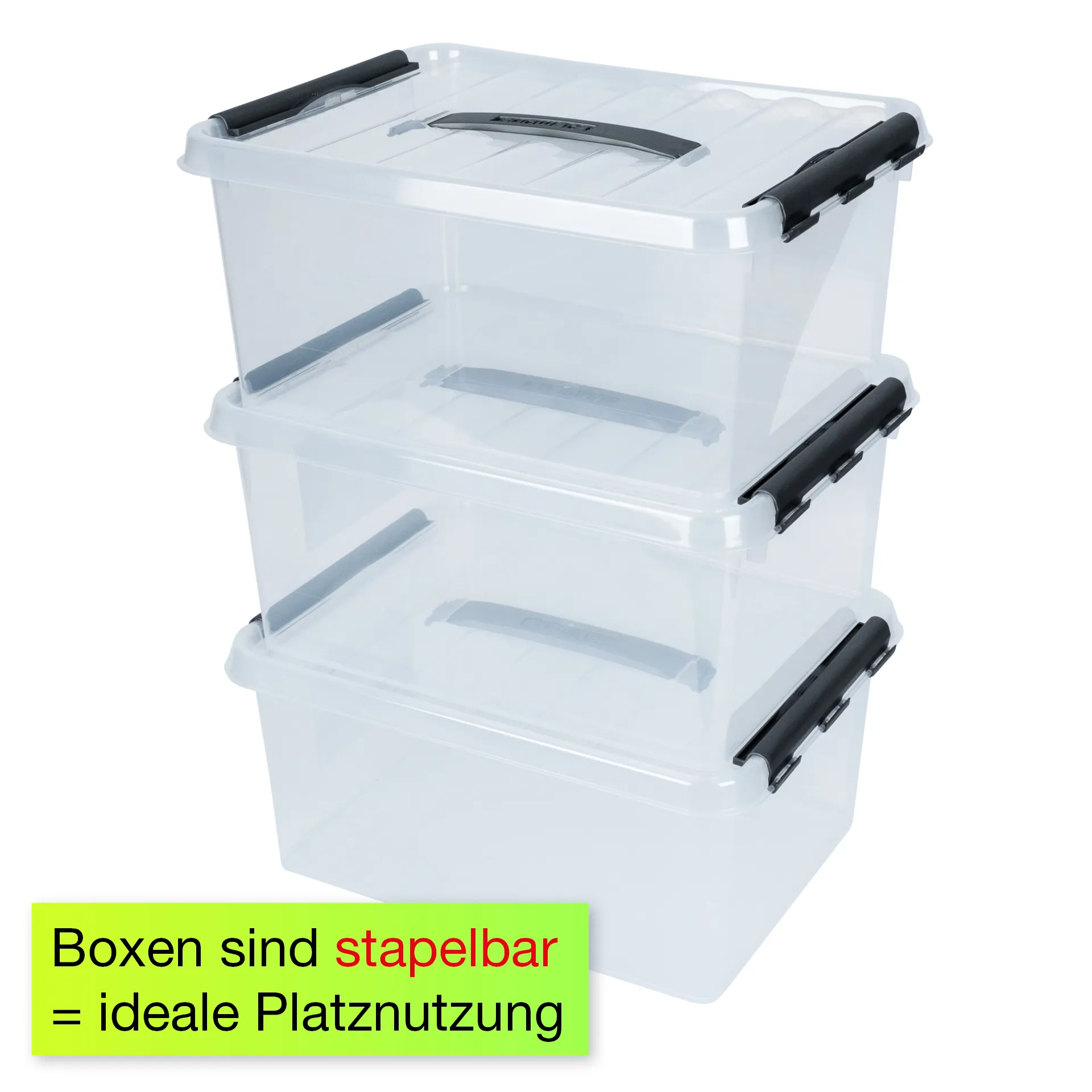Kunststoff-Box stapelbar mit Tragegriff, transparent, 15 Liter Kunststoff-Box stapelbar mit Tragegriff, transparent, 15 Liter