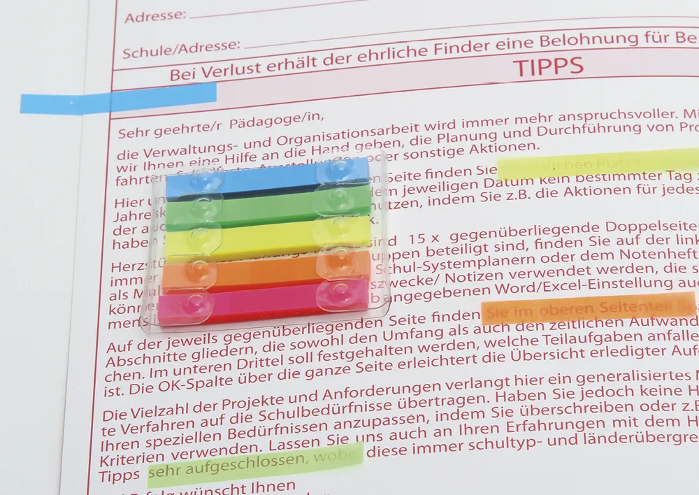 Heft-Marker, farbsortiert