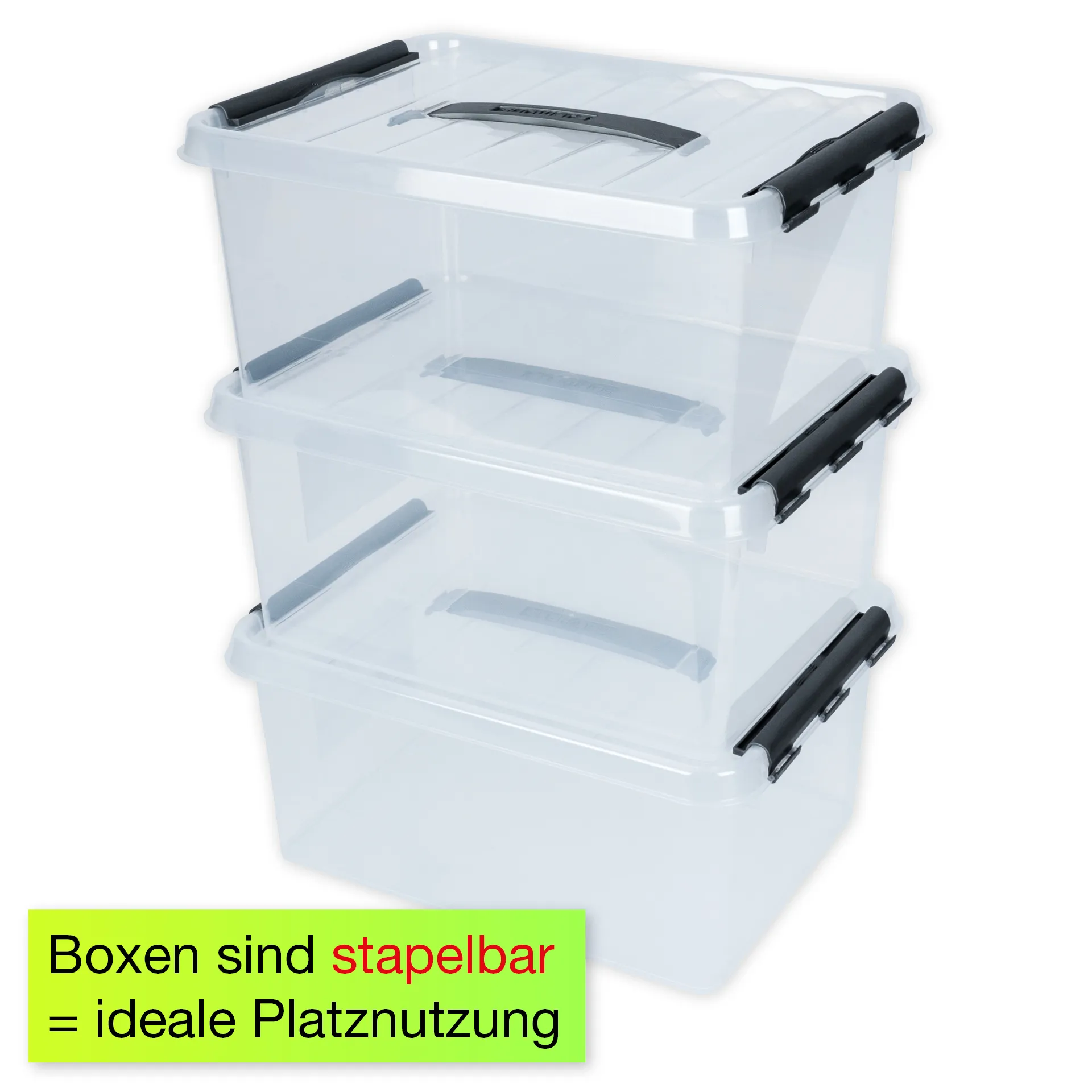 Kunststoff-Box stapelbar mit Tragegriff, transparent, 15 Liter