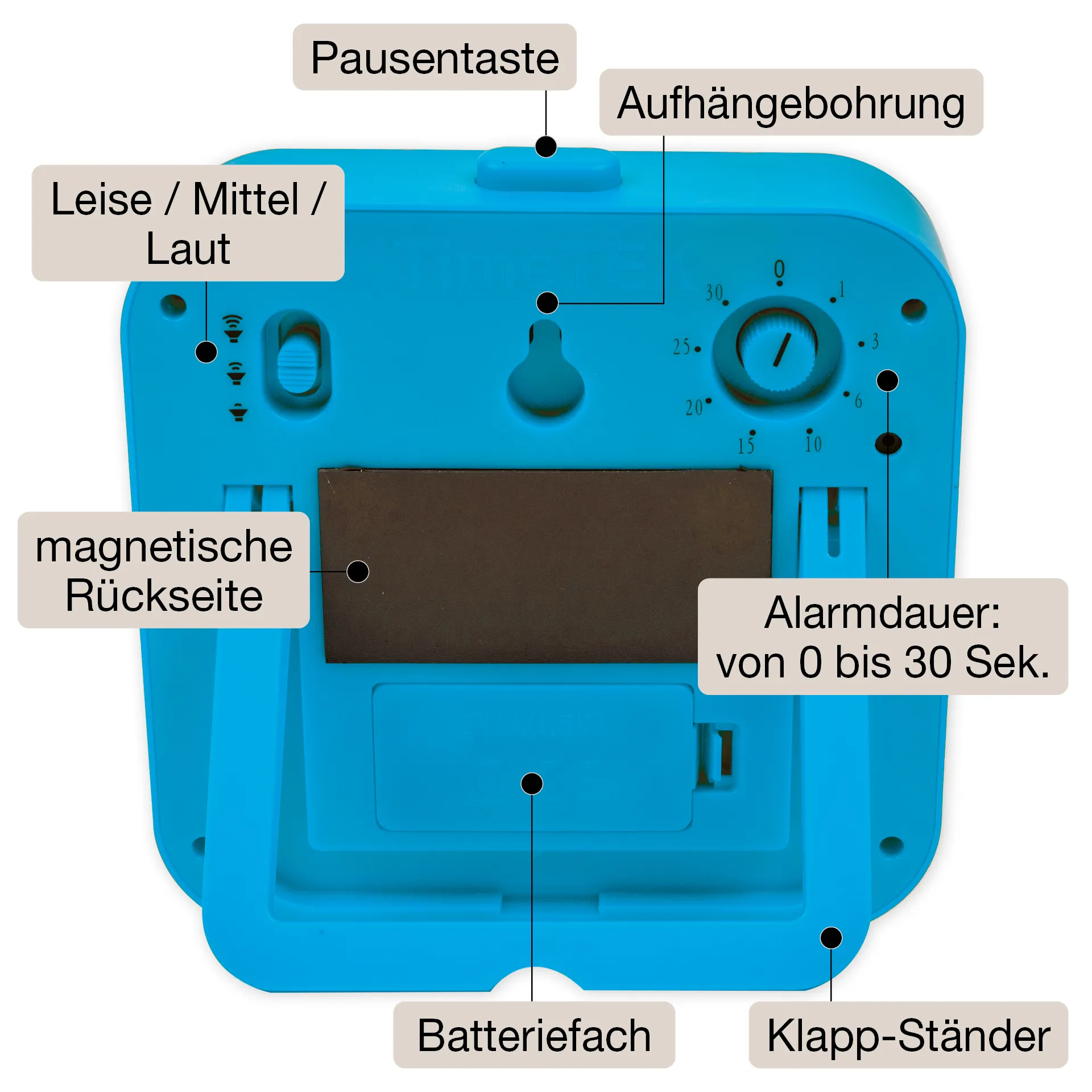 TimeTEX Zeitdauer-Uhr „lautlos“ ColorLINE, mit Pausentaste