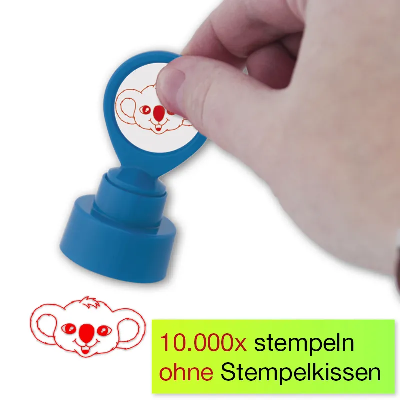 Siebdruck-Stempel "Perpetuum" rund "Koala"