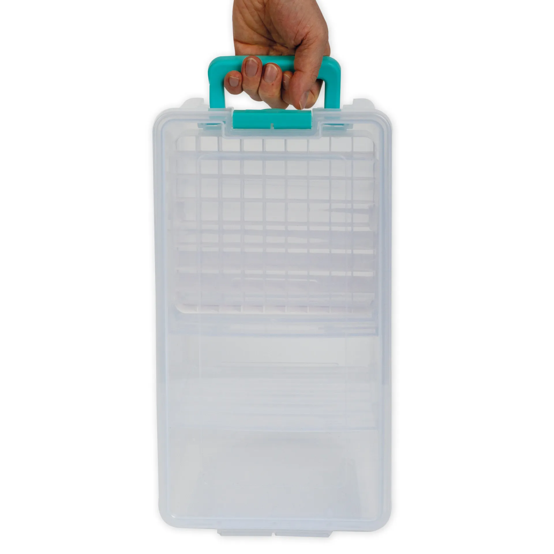 Klappdeckel-Box mit Stifte-Einsatz, transparent