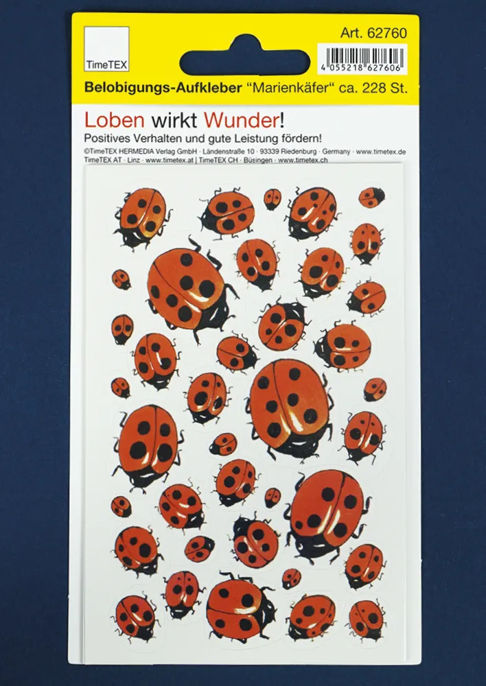 Belobigungs-Aufkleber, 228 Stück, Marienkäfer