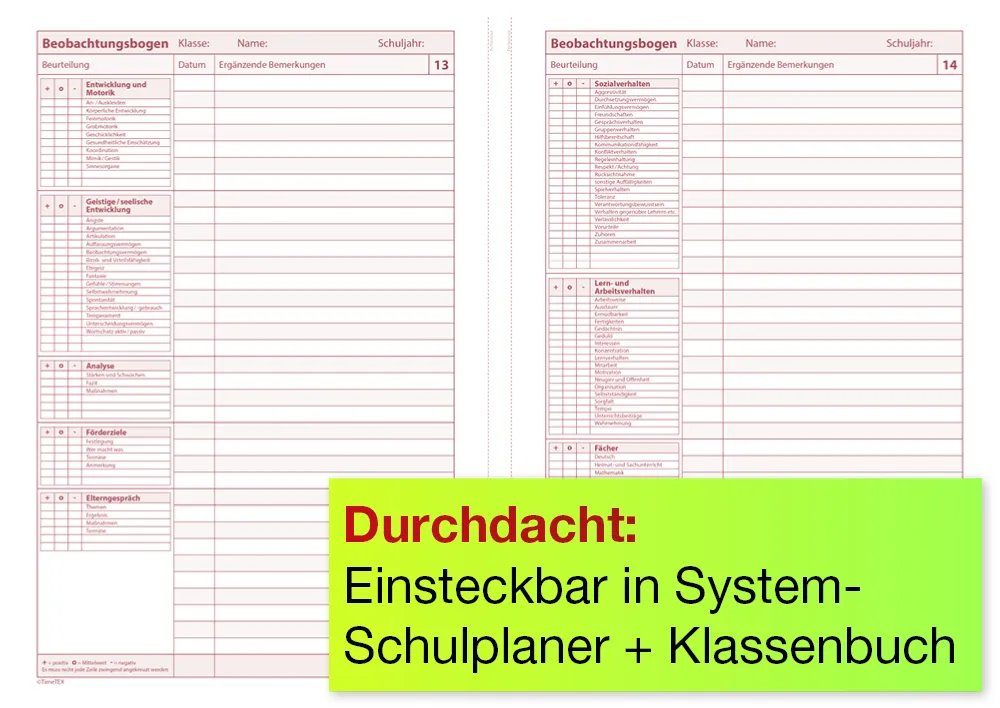 TimeTEX Heft Schüler-Beobachtung A4
