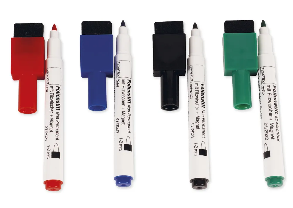 Set Folien-Schreiber abwischbar mit Filzwischer + Magnet