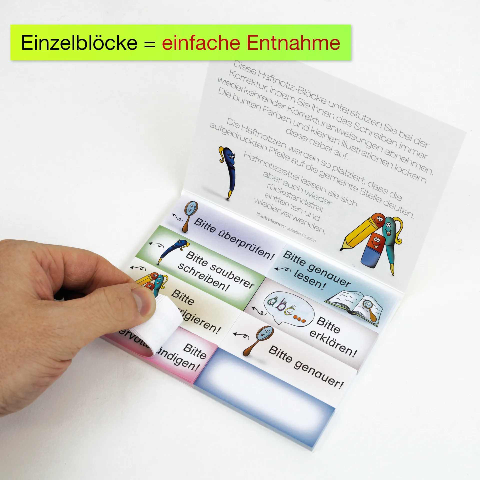 Haftnotiz-Blöcke „Korrektur", 73x26 mm, 8 Blöcke