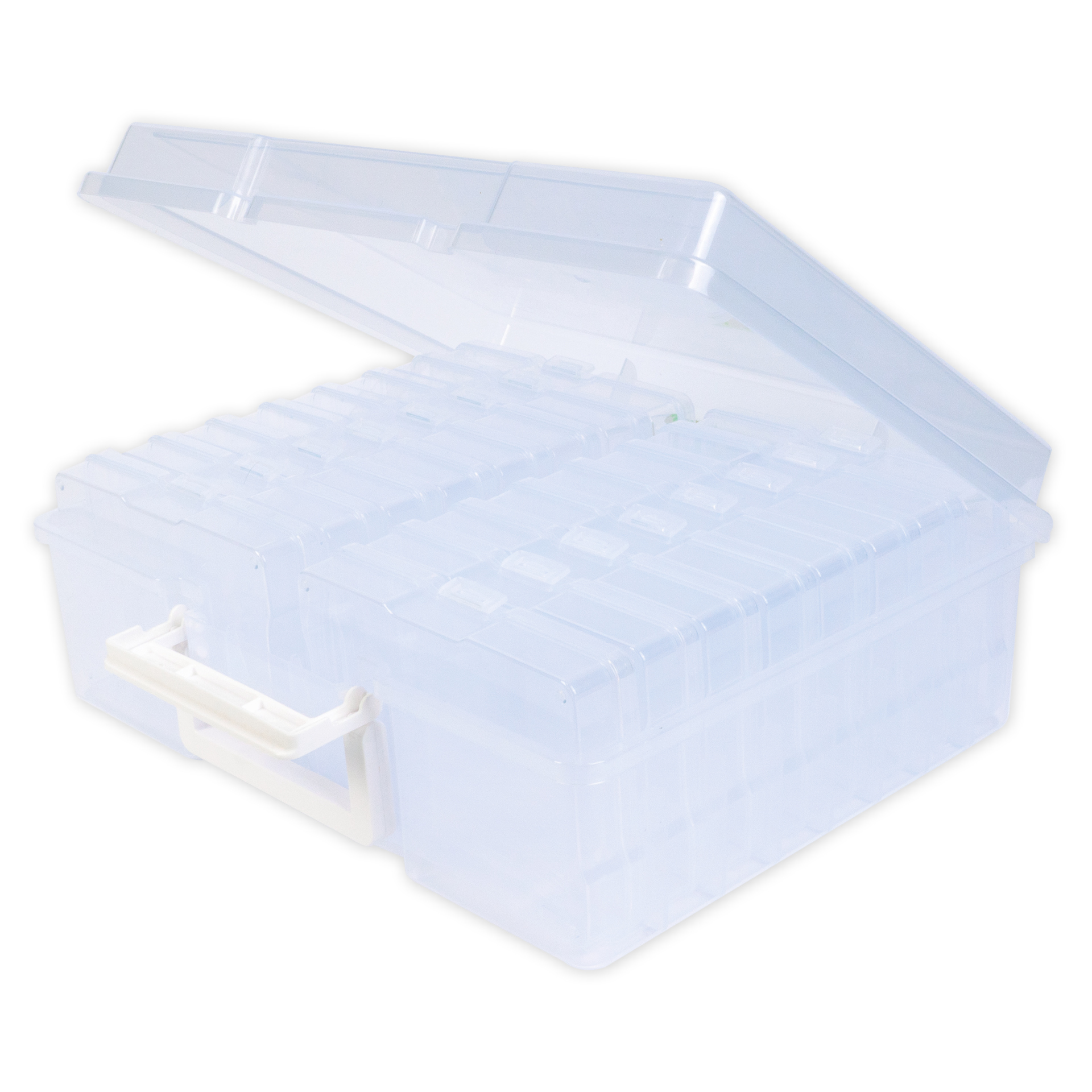Klappdeckel-Boxen im Koffer, transparent, 17-tlg.