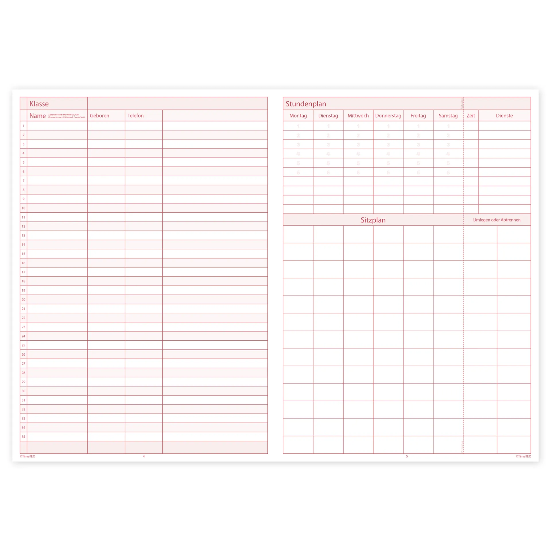 TimeTEX Klassen-/Kursheft A4, 64 Seiten
