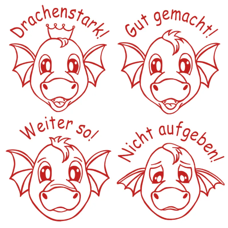 Set Dauer-Stempel "Drachen-Gesichter", 4-tlg.