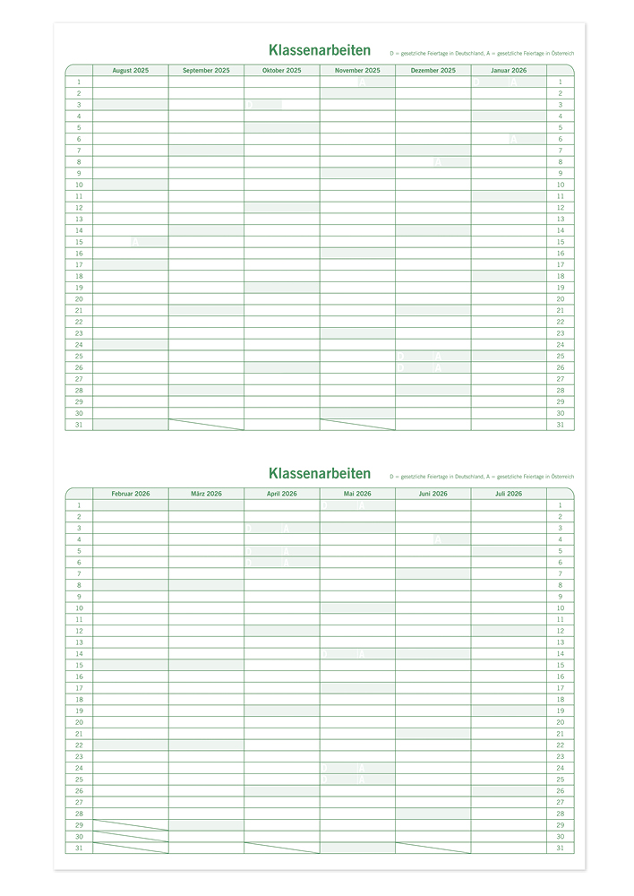 s+w Unterrichts-Planer 25/26 - 10 Stunden  A4++