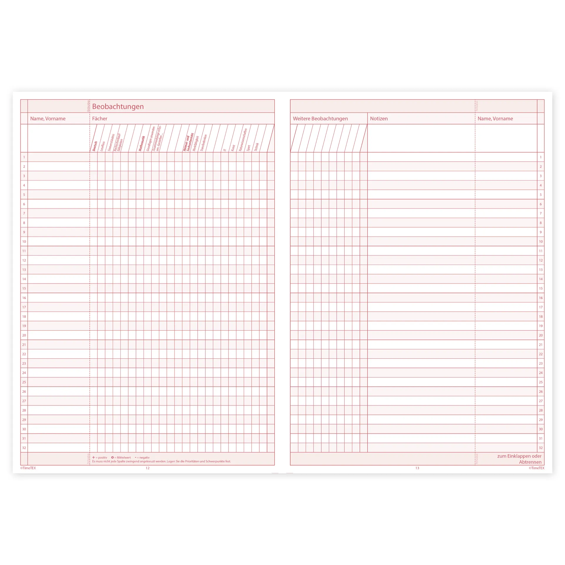 TimeTEX Heft Klassen-Beobachtung A4, 64 Seiten