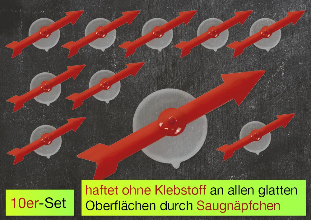 Pfeil-Drehzeiger mit Saugnapf, 10-tlg., 10 cm