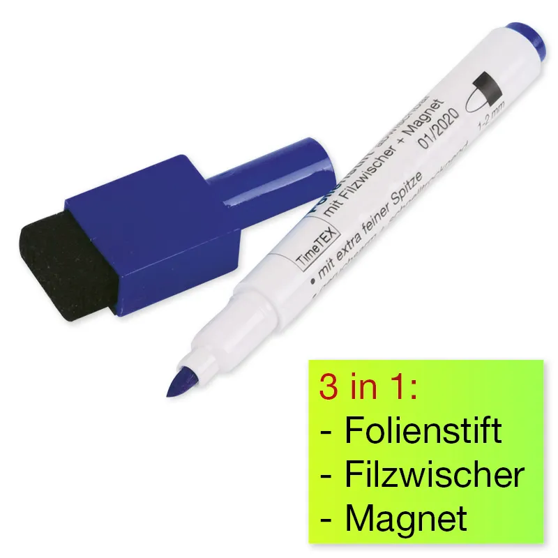 Folienstift Non Permanent mit Filzwischer + Magnet