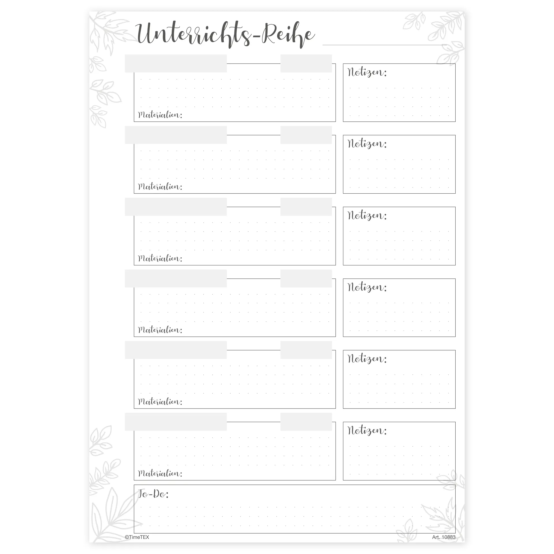 Block Stundenplanung A4 "Meine Unterrichts-Reihe", 50 Blatt
