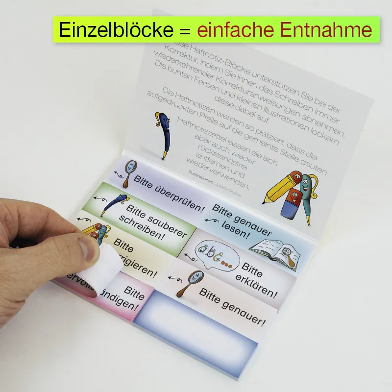 Haftnotiz-Blöcke „Korrektur", 73x26 mm, 8 Blöcke